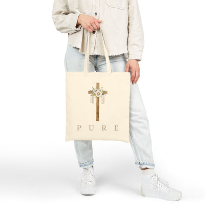 PURE Floral Cross Cotton Tote Bag