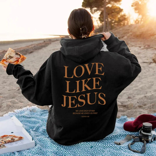 Love like Jesus Inspirational Christian Hoodie Faith Based Religious Hoodies Christian Apparel Bible Verse Jesus Sweatshirt Top