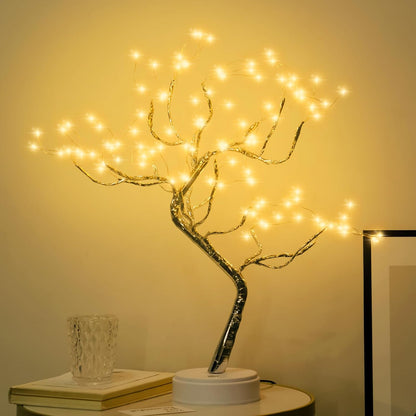 Room Decor, 20" Tabletop Bonsai Tree Light with 108 LED, DIY Artificial Tree Lamp, Battery/Usb Operated, Aesthetic Lamps for Living Room Bedroom Christmas Party Home Gifts House Decor (Warm White)