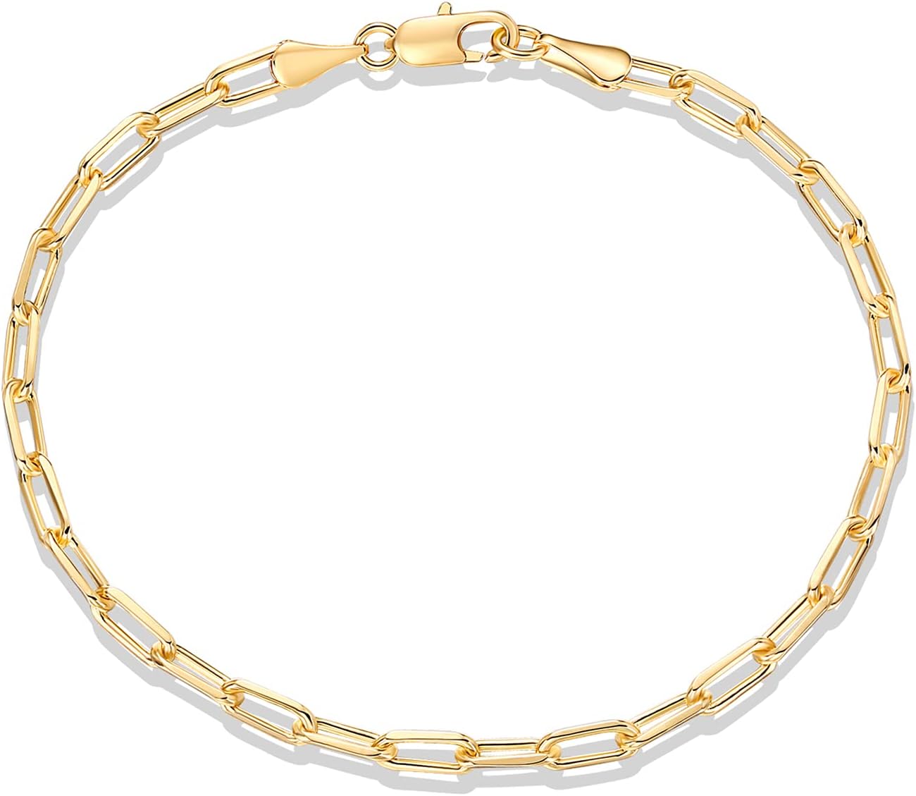 14K Gold Plated Paperclip/Curb/Figaro Chain Adjustable Bracelet for Women