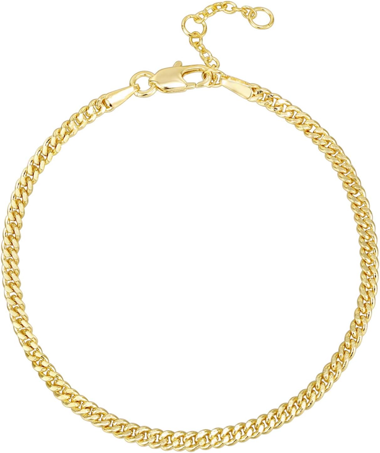 14K Gold Plated Paperclip/Curb/Figaro Chain Adjustable Bracelet for Women