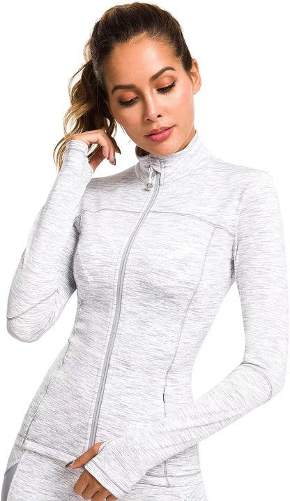 Womens Running Jackets Athletic Workout Scrub Jacket Track Full Zip up Gym for Women Yoga Top