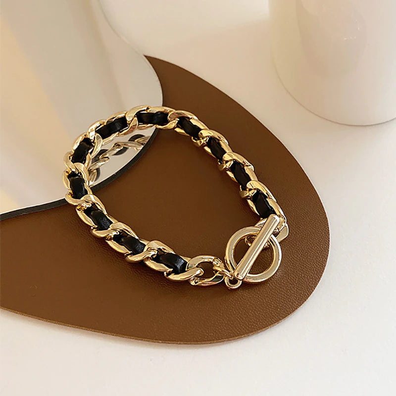 Luxury Weave Leather Chain Necklaces for Women Original Quality Stainless Steel Choker Necklace Brand Show Jewelry Collares Z291