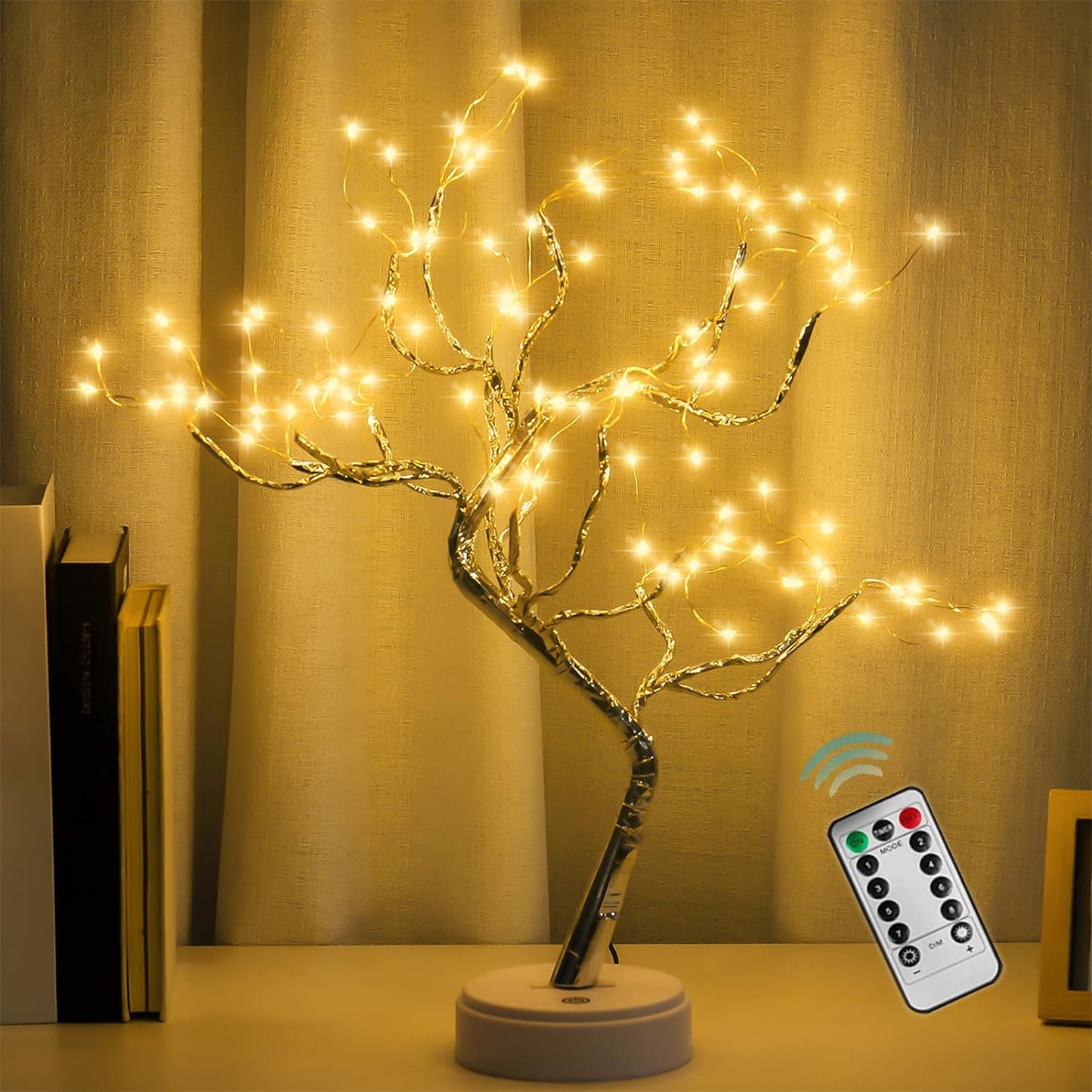 Room Decor, 20" Tabletop Bonsai Tree Light with 108 LED, DIY Artificial Tree Lamp, Battery/Usb Operated, Aesthetic Lamps for Living Room Bedroom Christmas Party Home Gifts House Decor (Warm White)