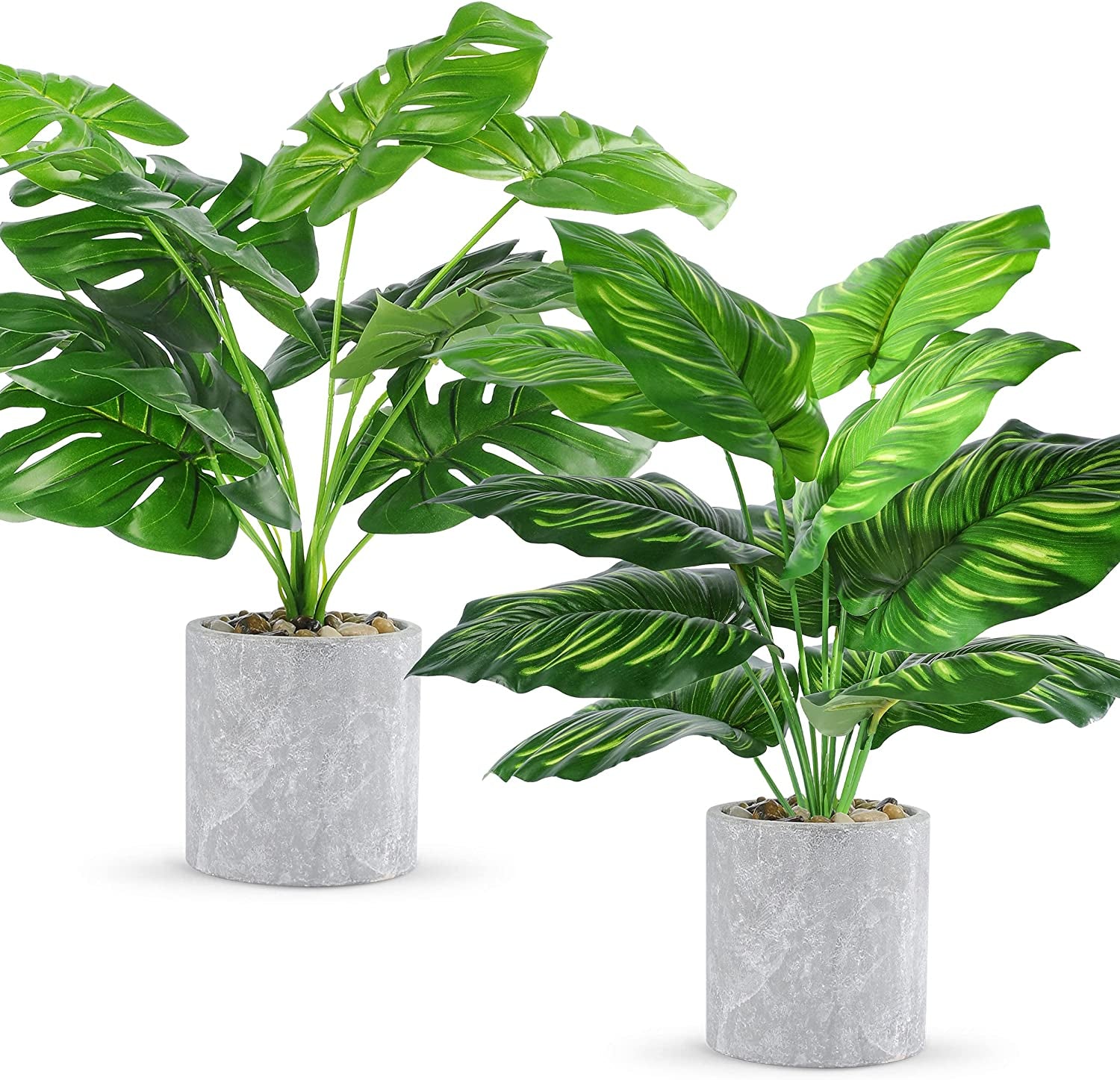 2 Pcs 16" Fake Plants Small Artificial Plants in Pots Faux Plants Indoor for Home Office Farmhouse Bedroom Desk Kitchen Windowsill Decor