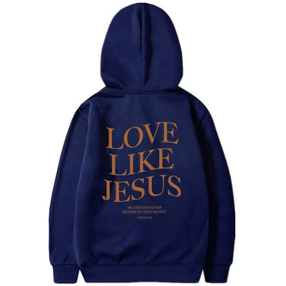 Love like Jesus Inspirational Christian Hoodie Faith Based Religious Hoodies Christian Apparel Bible Verse Jesus Sweatshirt Top